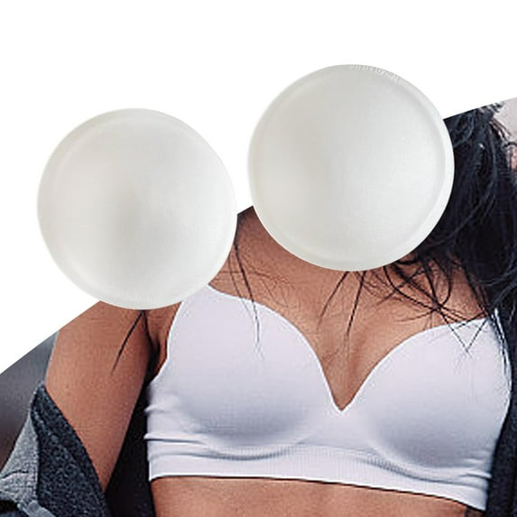 Women Bra Pads Inserts, Round Sponge Round Bra Cups Removable Bra Accessories Chest Push up Insert Pads White