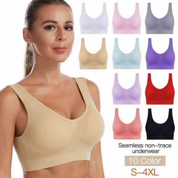 New Women Bra Plus Size Seamless Brassiere Breathable Wire Free Bralette Underwear Comfortable Active Padded Brassiere Crop Top