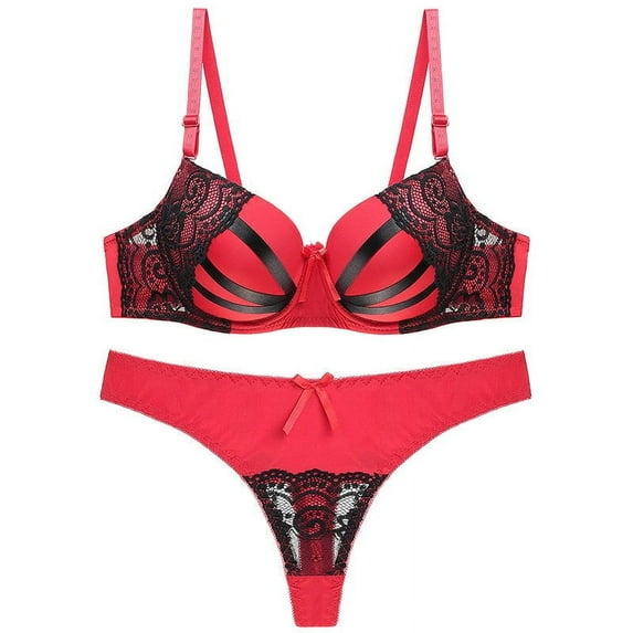 Women Bra Set Push Up Lace Underwear Set Intimate Hollow Out Bra Brief Set