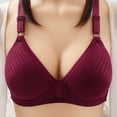 thumbnail image 1 of Women Bra Without Underwire Everyday Lightly Striped Supportive Full Coverage Bralette Soft Comfy Lift Shaper Brasier, Wine, 44, 1 of 3