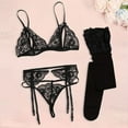 thumbnail image 1 of Women Bra and Panties Set Lingerie Set Sexy Lace Garter Belt Set Includes Stockings Bra Panties, 1 of 7
