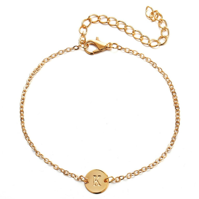 Women Bracelet Anklet Stylish Vintage Casual Beach Style Engraving Letter K Alloy Foot Chain Bracelet