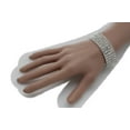 thumbnail image 1 of Women Bracelet Silver Metal Fashion Jewelry Bangle Rhinestone Elastic Band Bling, 1 of 1