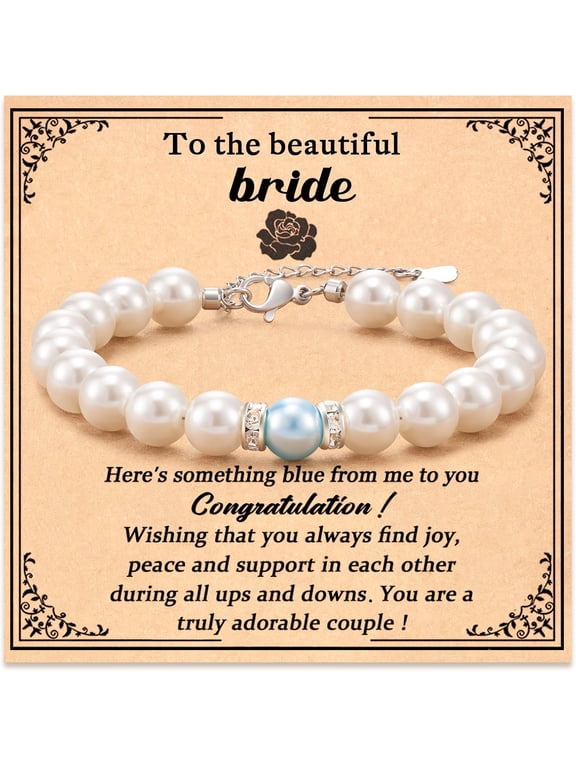 Women Bracelet Something Blue Pearl Bead for Bride to Be Bridal Shower Gifts for Bride to Be