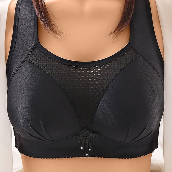 Women Bralette Pullover Bra Feature V-Neck Wire-Free Bra Style W-1785 Black 3XL