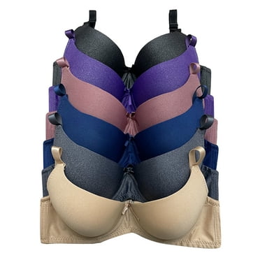 Women Bras 6 Pack T-shirt Bra Seamless Top with No Wire 34C (W9290)