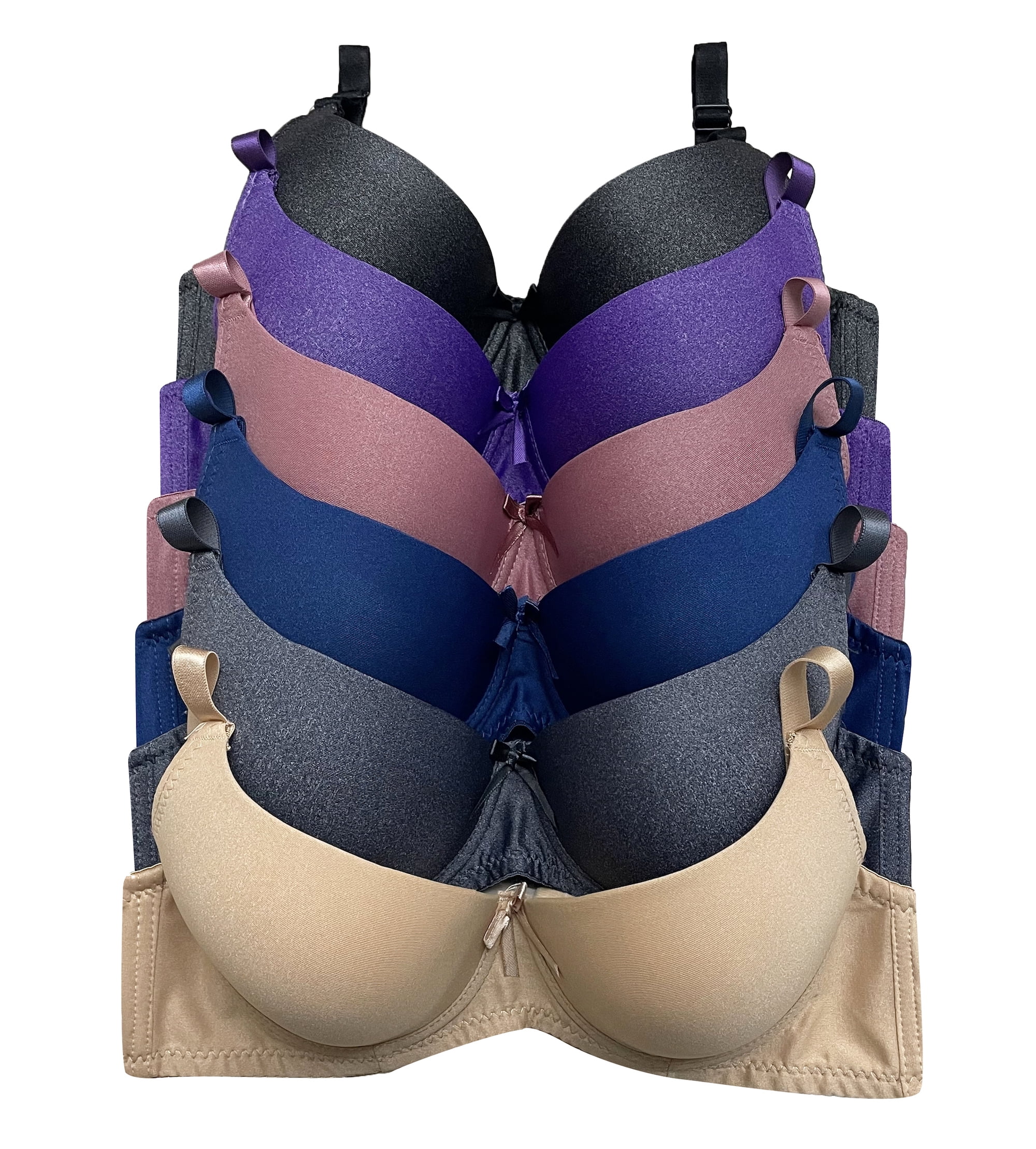 6-Pack Women's Seamless Sports Bras - Comfy Non-Wired Bralettes With Removable Pads, Multi-Color Set - View #3