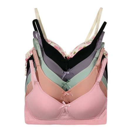Women Bras 6 Pack of Basic No Wire Bra with B cup C cup Full Coverage 38C (X6836)