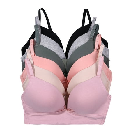 Women Bras 6 Pack of Basic No Wire Bra with B cup C cup Full Coverage 40B (A6647)