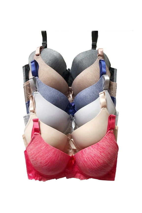 Women Bras 6 Pack of Bra B Cup C Cup D Cup DD Cup DDD Cup 40DD (8259)