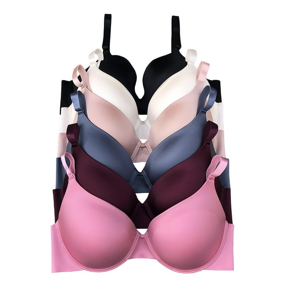 Women Bras 6 Packs T-Shirt Bras Full Coverage Comfortable Everyday Wear Size A to DDD Cups Bra 46DDD (A8601)