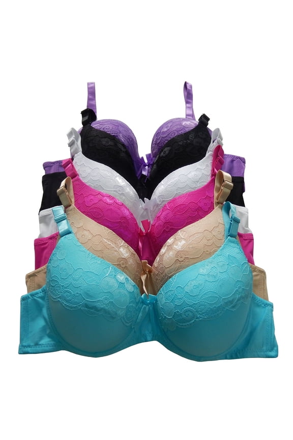 Women Bras 6 Pack of Bra B cup C cup D cup DD cup, Size 34D (8201)