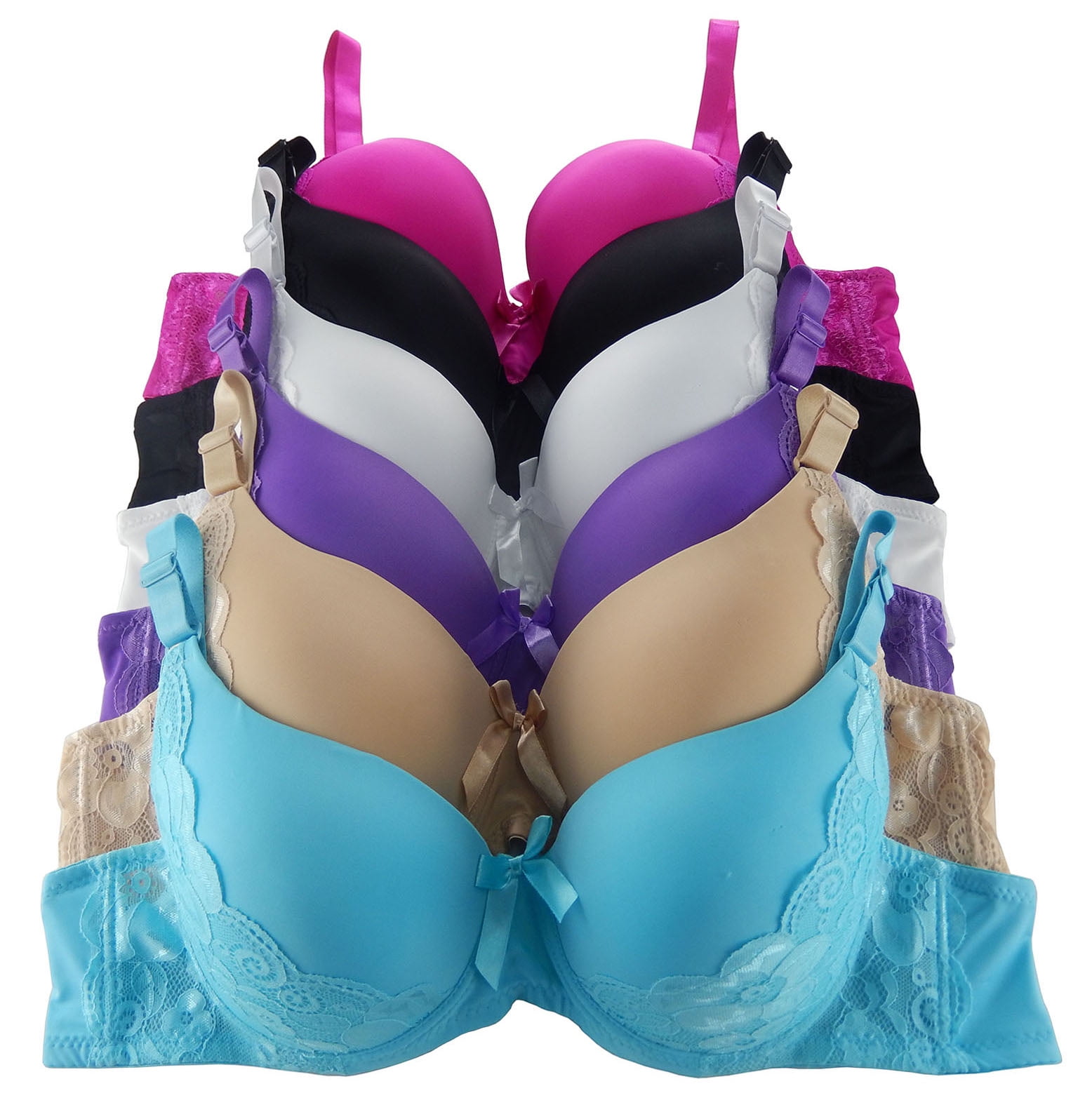 Intimate Sets  6-Pack Full Coverage Bra - D Cup Style BR4207PD Size 42D 