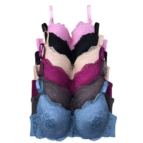 Women Bras 6 Packs T-Shirt Bras Full Coverage Comfortable Everyday Wear Size A to DDD Cups Bra 44DDD (S3920)