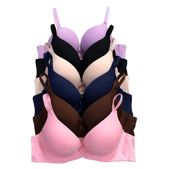 Women Bras 6 Pack of Double Pushup Bra B Cup C Cup 32B (9903)