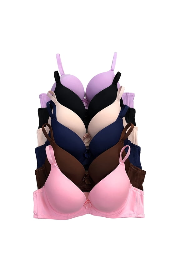 Women Bras 6 Pack of Double Pushup Bra B Cup C Cup 32B (9903)