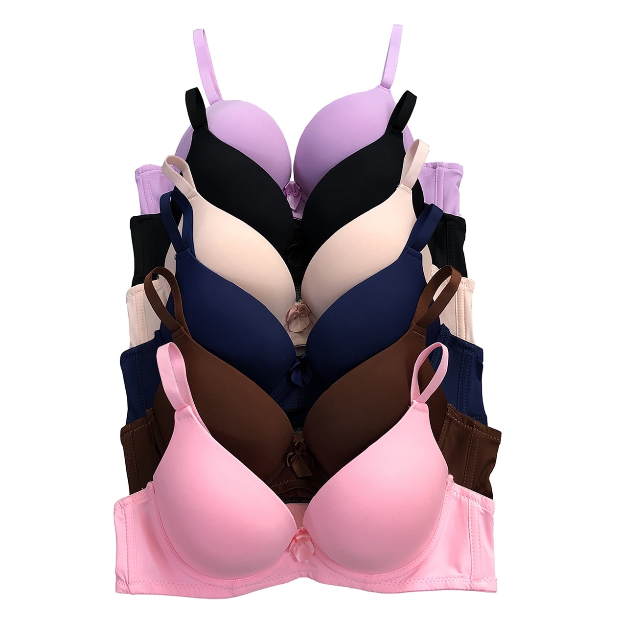 Women Bras 6 Pack of Double Pushup Bra B Cup C Cup 34B (9903)