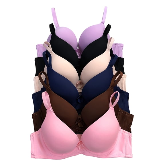 Women Bras 6 Pack of Double Pushup Bra B Cup C Cup 34B (9903)