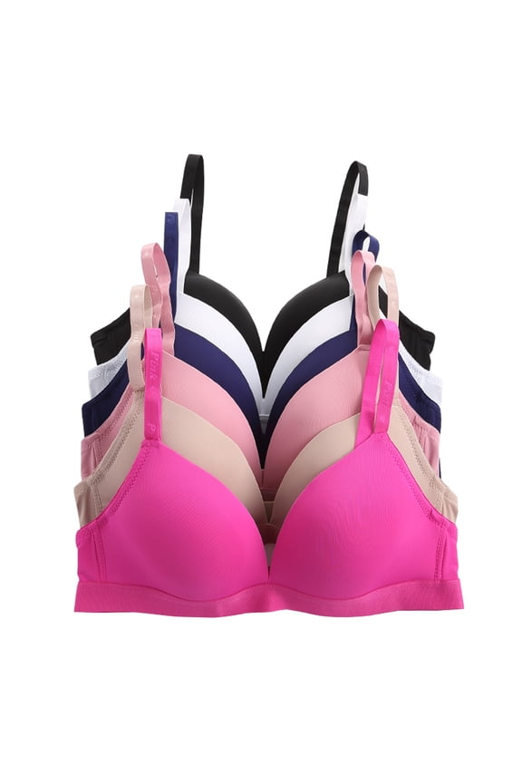 Women Bras 6 Pack of No Wire Bra B cup C cup Full Coverage Everyday Bras 30A (S6702)