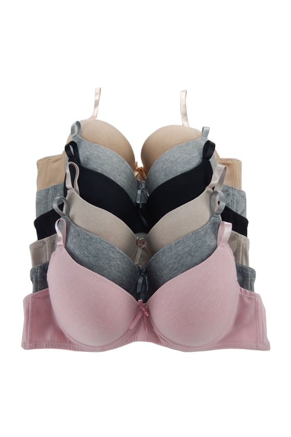 Women Bras 6 Pack of T-Shirt Bra B Cup C Cup D Cup DD Cup DDD Cup 36DD (8207)
