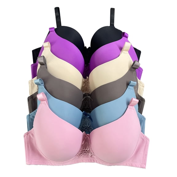 Women Bras 6 Pack of T-shirt Bra B C D DD DDD Cup bra 44DDD (9326)