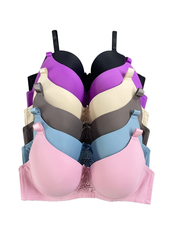 Women Bras 6 Pack of T-shirt Bra B C D DD DDD Cup bra 44DDD (9326)