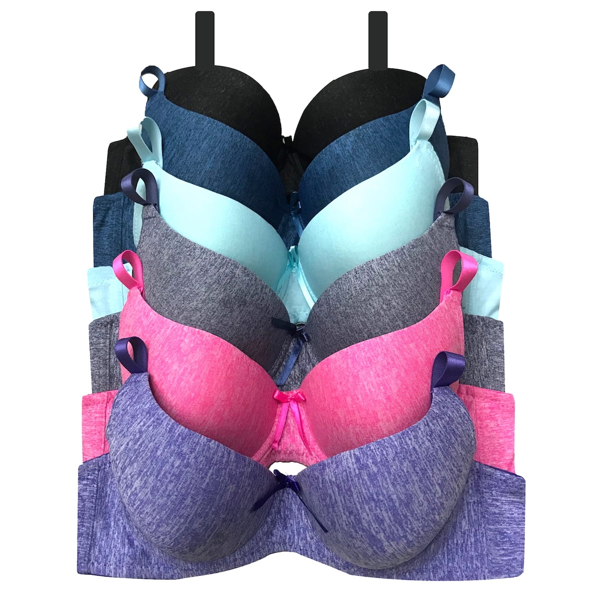 Women Bras 6 pack of T-shirt Bra B cup C cup D cup DD cup Size 34B (6843)