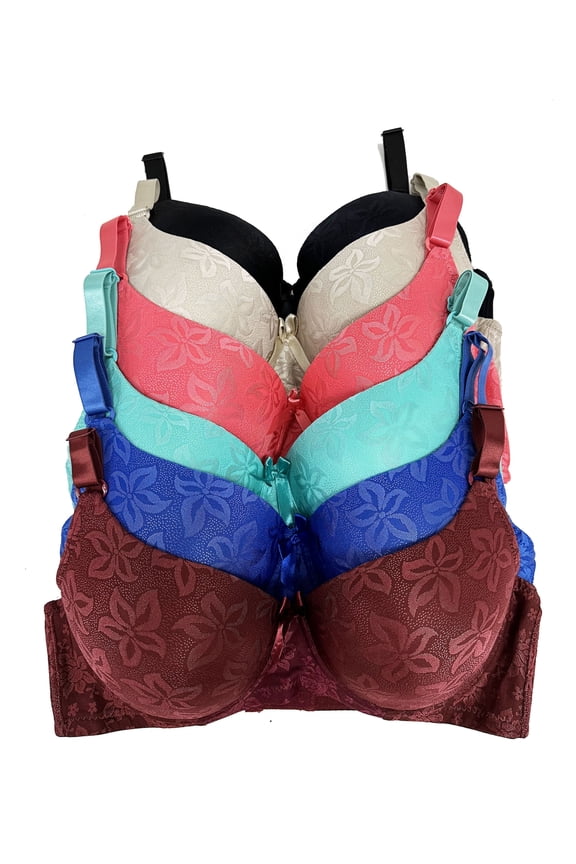 Women Bras 6 Pack of T-shirt Bra B Cup C Cup D Cup DD Cup DDD Cup 34D (X8279)
