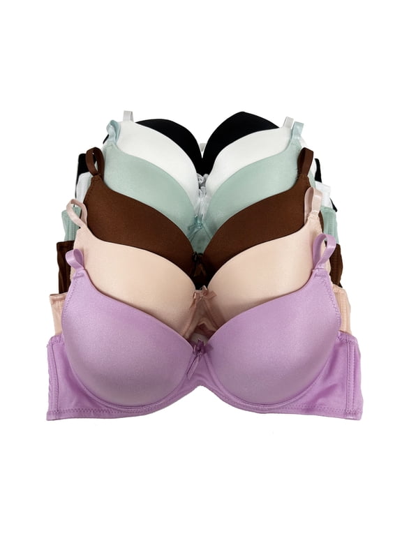 Women's Viola's Secret Full Coverage T-Shirt Bras, Multicolor (6-Pack)