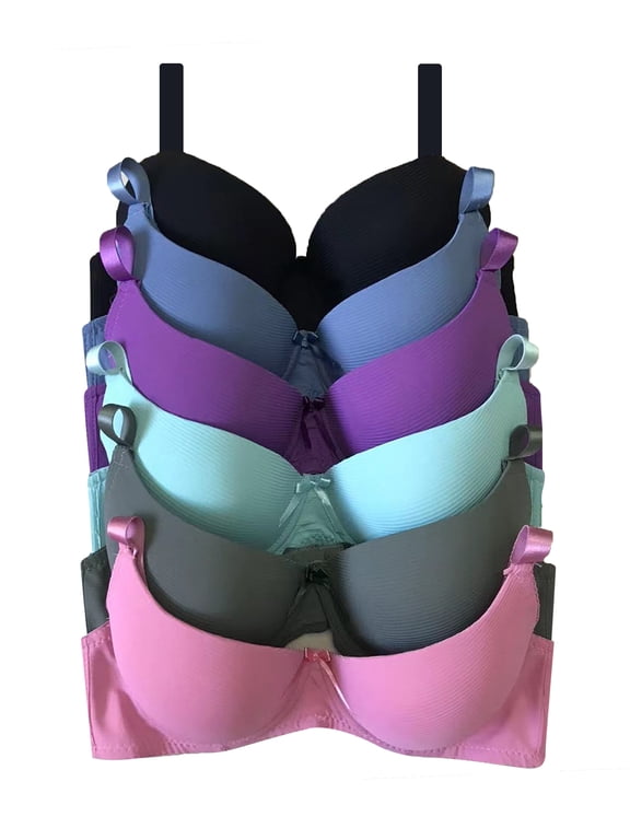 Women Bras 6 Pack of T-shirt Bra B Cup C Cup D Cup DD Cup DDD Cup 38B (X9297)