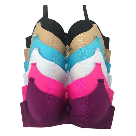 Women Bras 6 Pack of T-shirt Bra B Cup C Cup D Cup DD Cup DDD Cup 38DD (S6626)