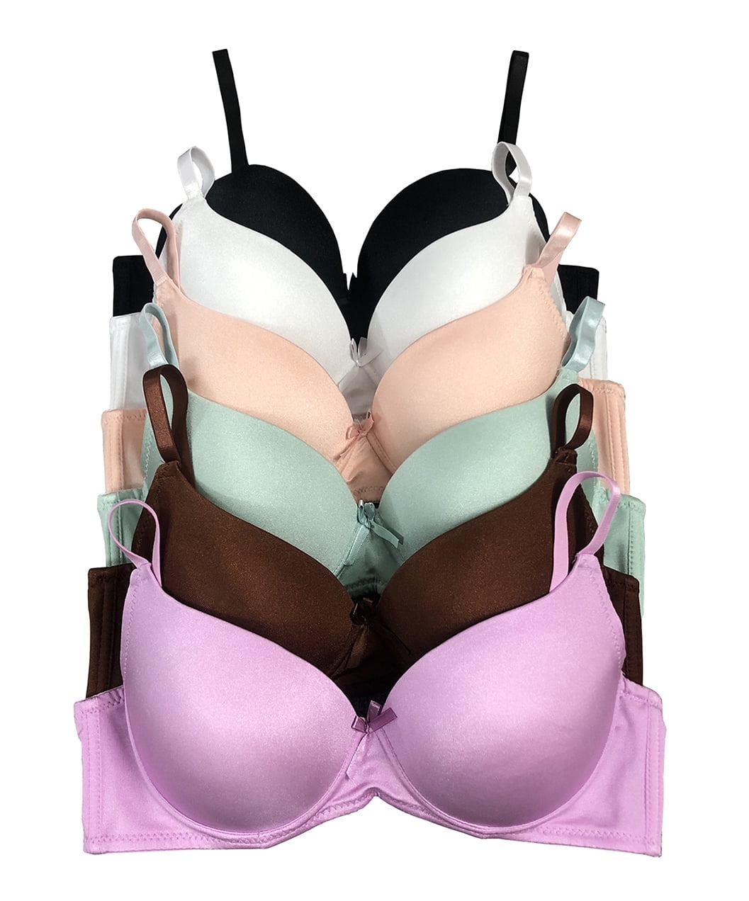 Viola’s Secret Women's Molded Cup Underwire Bras, Multicolor (6-Pack)