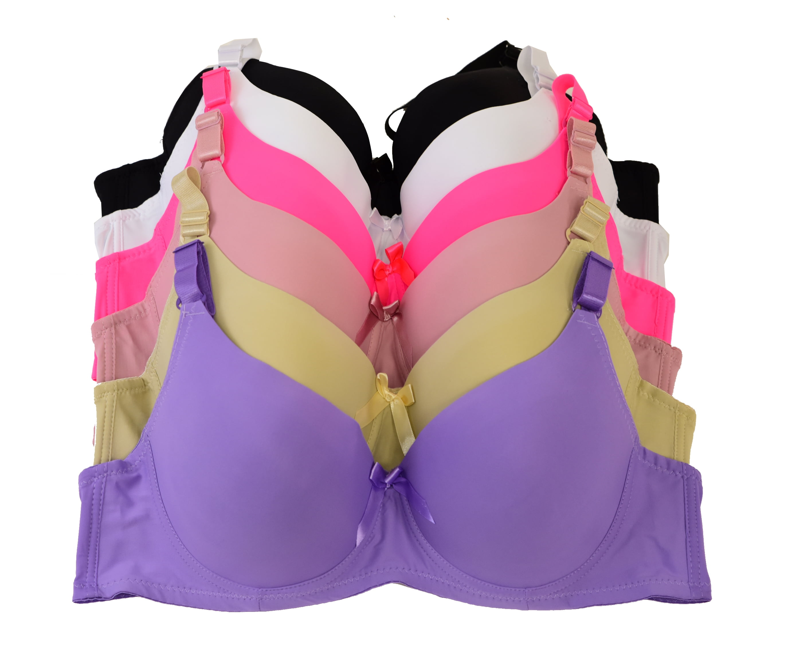 Women Bras 6 Pack of T-shirt Bra B Cup C Cup D Cup DD Cup DDD Cup 36DD  (8226) 