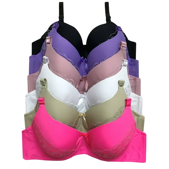 Women Bras 6 Pack of T-shirt Bra B Cup C Cup D Cup DD Cup DDD Cup 40DD (S8220)