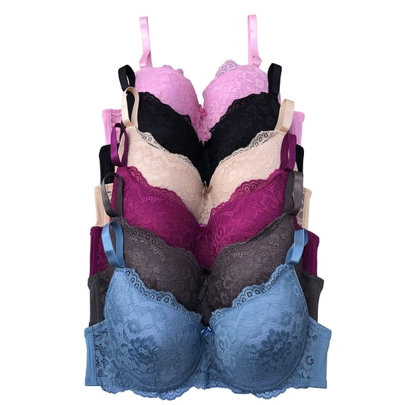 Women Bras 6 Packs T-Shirt Bras Full Coverage Comfortable Everyday Wear Size A to DDD Cups Bra 42DD (S3920)
