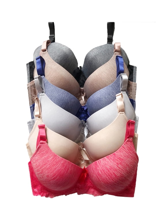 Women Bras 6 Pack of T-shirt Bra B Cup C Cup D Cup DD Cup DDD Cup 42DD (X8227)