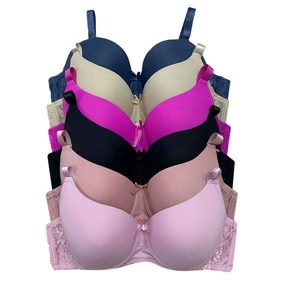 Women Bras 6 Pack of T-shirt Bra B Cup C Cup D Cup DD Cup DDD Cup 42DDD (S3906)