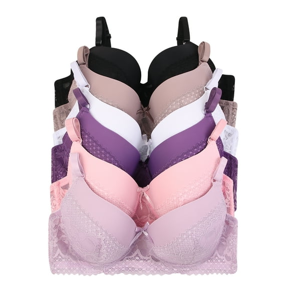 Women Bras 6 Packs T-Shirt Bras Full Coverage Comfortable Everyday Wear Size A to DDD Cups Bra 46DDD (5884)