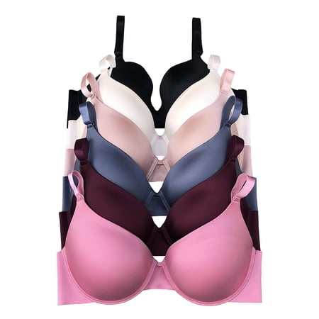 Women Bras 6 Packs T-Shirt Bras Full Coverage Comfortable Everyday Wear Size A to DDD Cups Bra 44DDD (X8601)