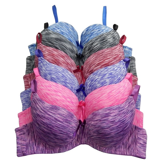 Women Bras 6 Pack of T-shirt Bra A B C D DD DDD Cup Bras 36D (S9284)