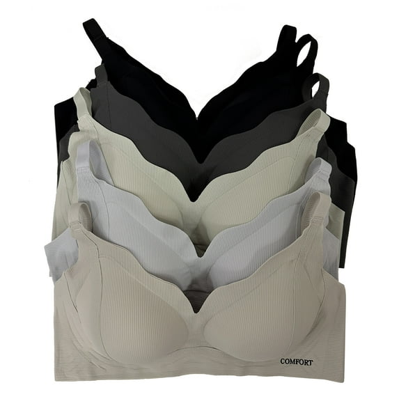 Women Bras 6 Packs T-Shirt Bras Full Coverage Comfortable Everyday Wear Bra 34B (S616)