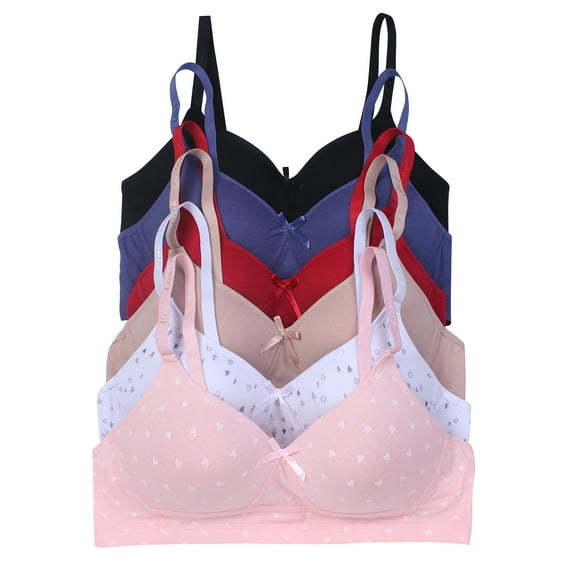 Women Bras 6 Packs of No Wire Bra B C D Cup Full Coverage Bra 38C (6855)