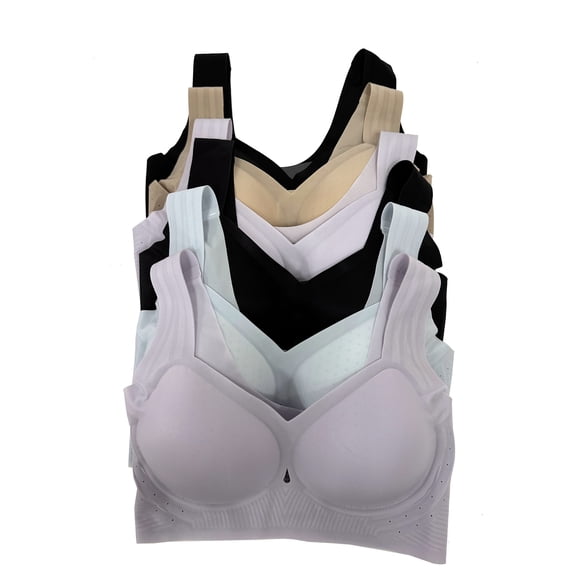 Women Bras 6 Packs of T-Shirt Comfortable Everyday A B C D DD DDD Cups Full Coverage Bra 32B (S933)