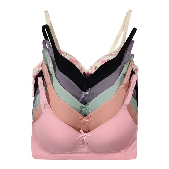 Women Bras 6 Packs of T-Shirt Comfortable Everyday A B C D DD DDD Cups Full Coverage No Wire Bra 34B (A6863)