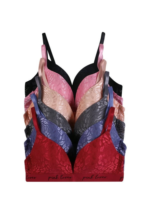 Women Bras 6 pack of Basic No Wire Free Wireless Bra B cup C cup 36B (6819)