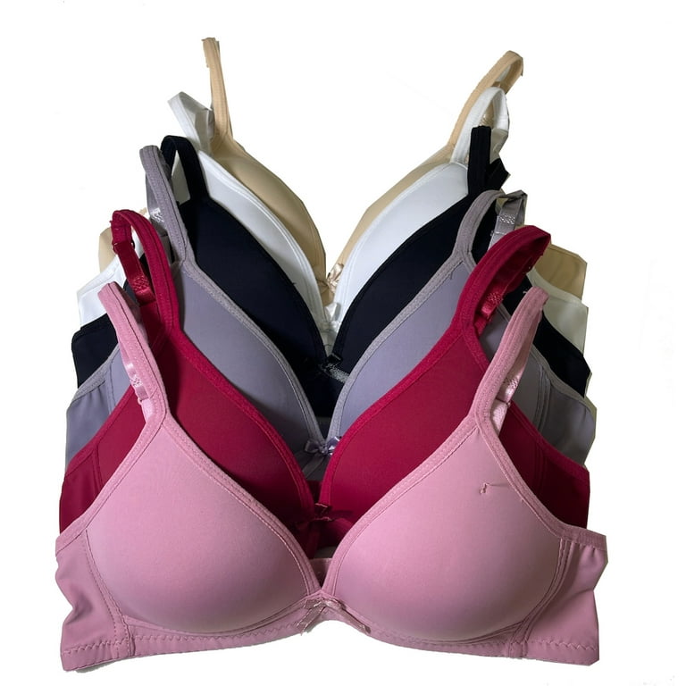 Women Bras 6 pack of Basic No Wire Free Wireless Bra B cup C cup Size 38B  (S6319)