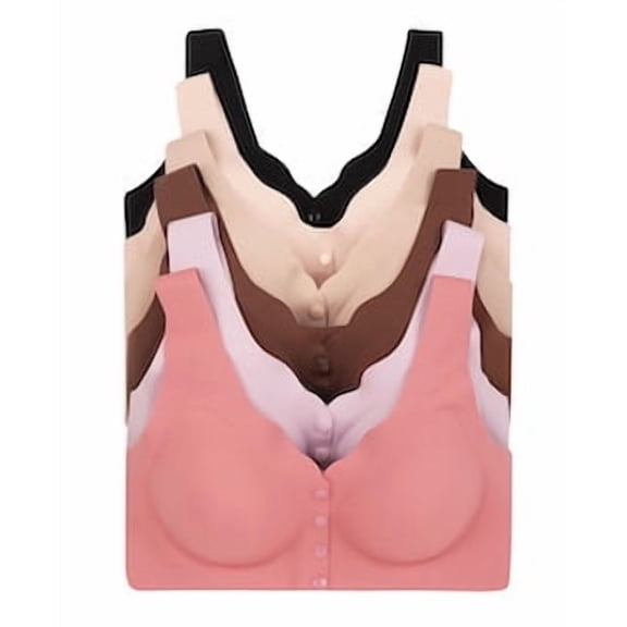 Women Wireless Bra 6 Pack, Comfort Everyday Bra, Full Coverage, Soft Stretch, 32B-46DDD, No Underwire, Plus Size 32B (S8815)