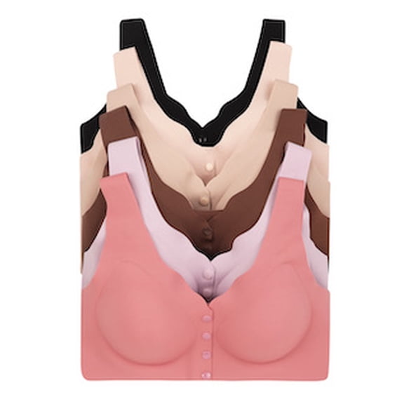 Women Wireless Bra 6 Pack, Comfort Everyday Bra, Full Coverage, Soft Stretch, 32B-46DDD, No Underwire, Plus Size 32B (S8815)