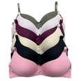 thumbnail image 1 of Women Bras 6 Packs of T-Shirt Comfortable Everyday A B C D DD DDD Cups Full Coverage Wire Free Bra 34B (S3912), 1 of 4