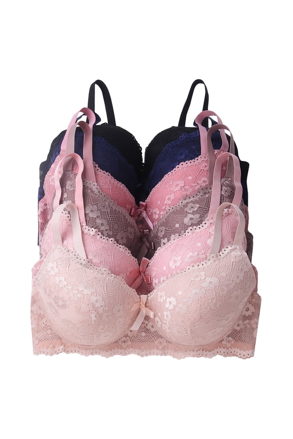 Women Bras 6 Pack of Basic No Wire Bra with B cup C cup Full Coverage 34B (X6673)
